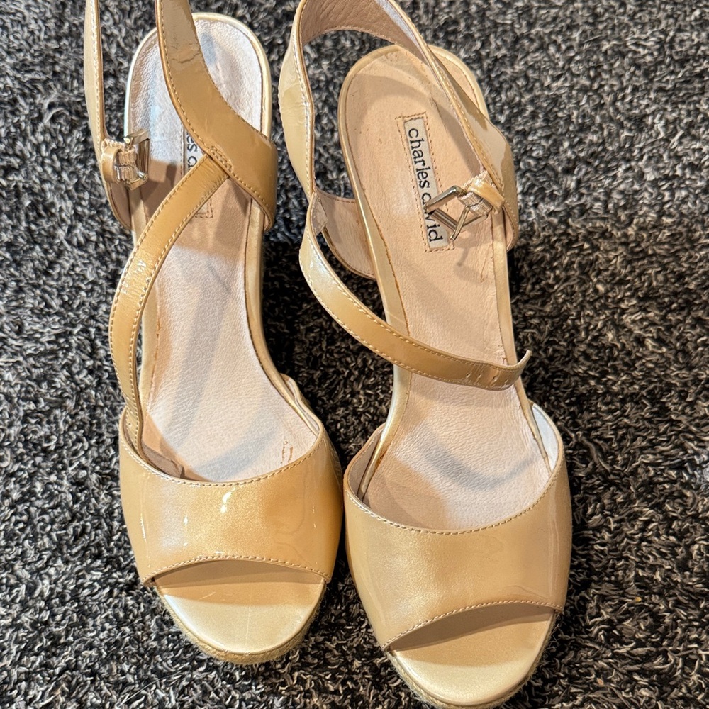Charles David Beige Strappy Sandals
